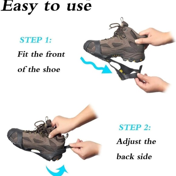 Ice Snow Grips Anti Slip On Over shoe Boot Studs Crampons Cleats Spikes Grippers - Picture 5 of 5